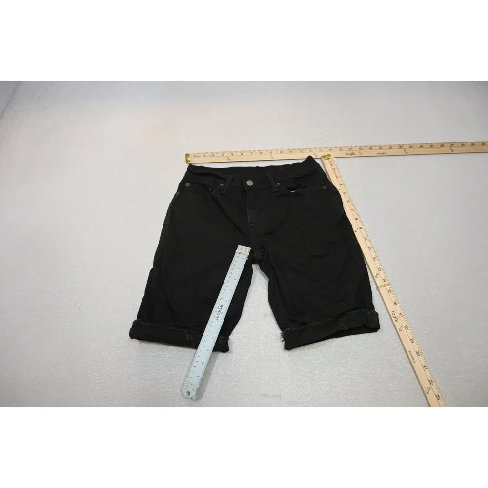 Levi's 511 Slim Fit Jean Shorts Mens 28 Black Denim Cut Off Raw Hem Excellent